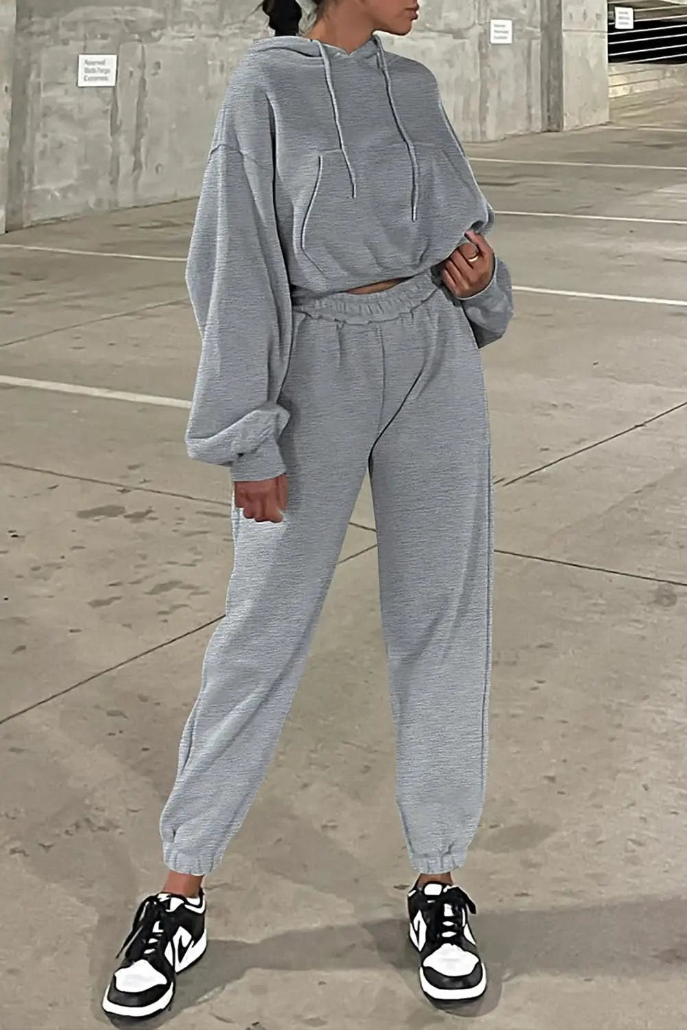 Love Salve Gray Hoodie Joggers Set Women&amp;#39;s Daily Loungewear Activewear - Cozy &amp;amp; Stylish