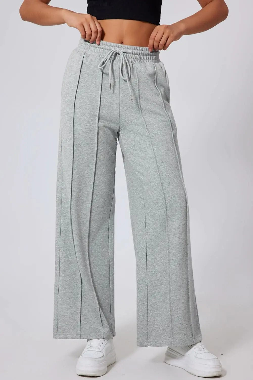Love Salve Gray Wide Leg Women&amp;#39;s Sweatpants Trendy High Waist Comfort