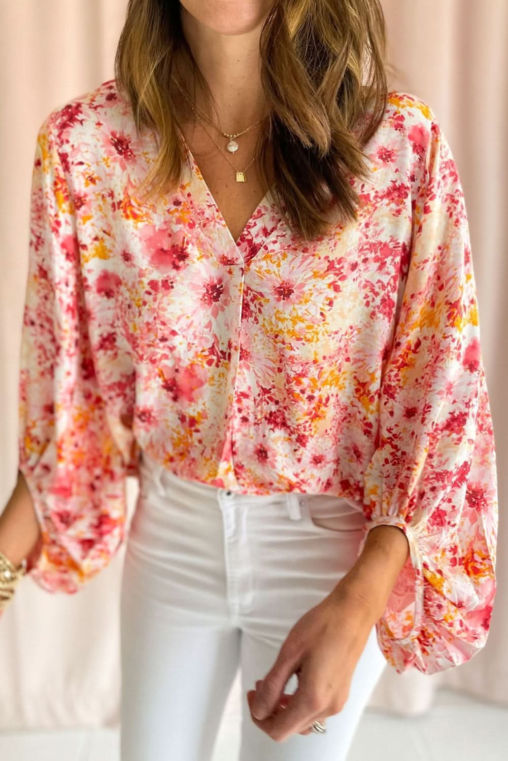 Love Salve Charming pink floral blouse