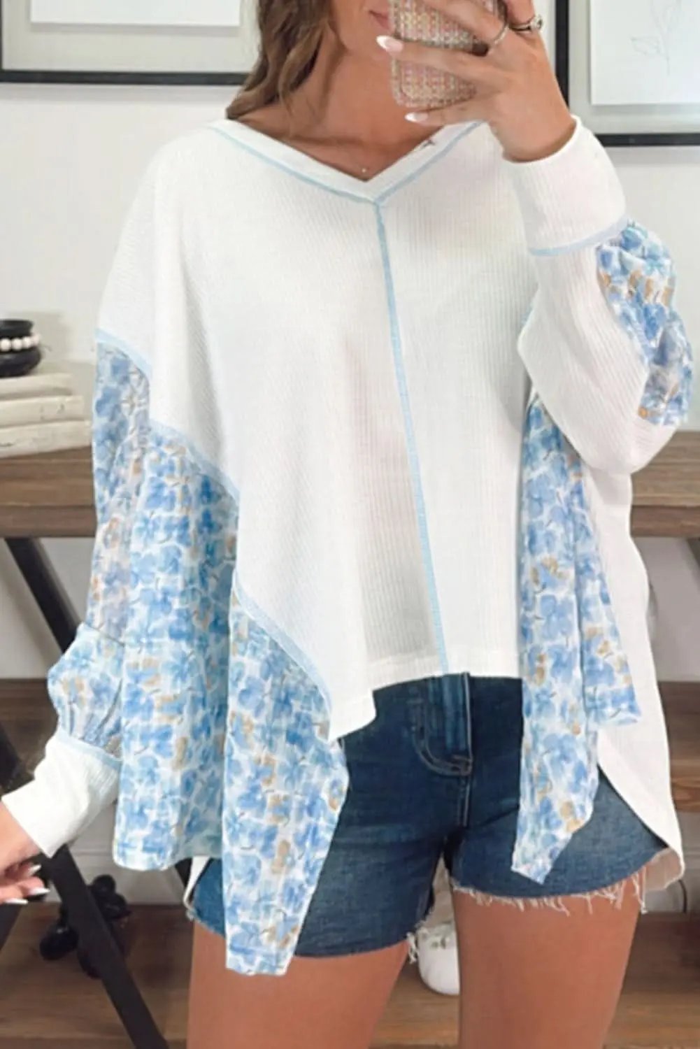 Love Salve Floral Batwing Blouse Daily Wear Women&amp;#39;s Top: Chic, Lightweight