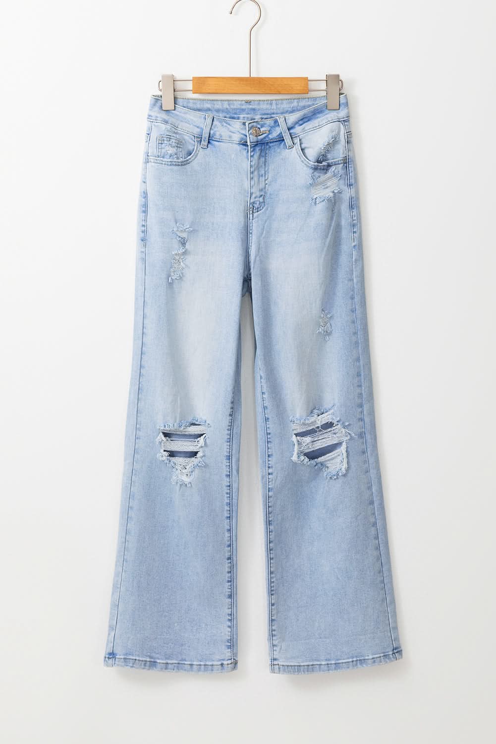 Love Salve Beau Blue Distressed Flare Jeans