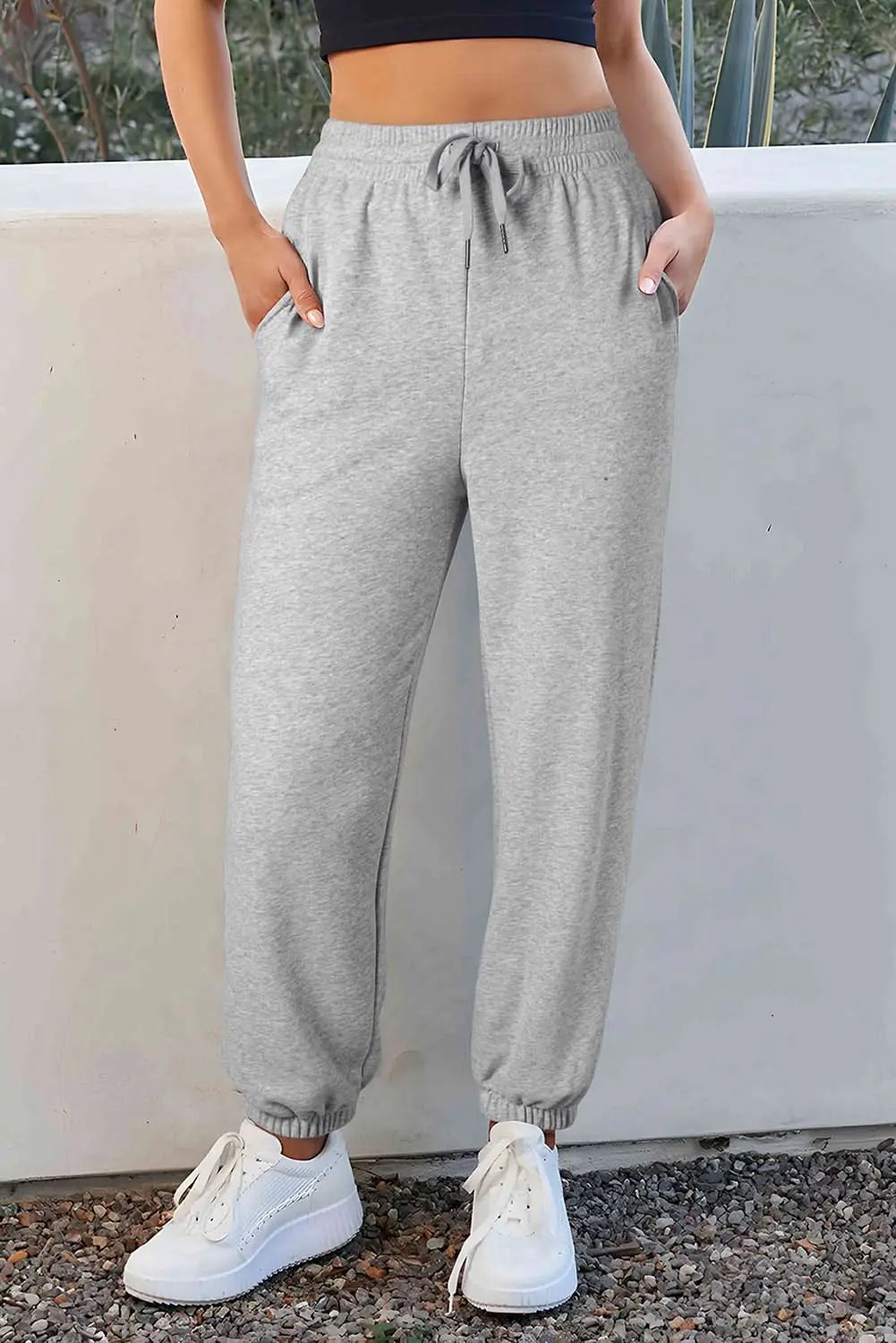 Love Salve Grey Fleece Joggers Daily Wear Women&amp;#39;s Pants Warm, Comfy