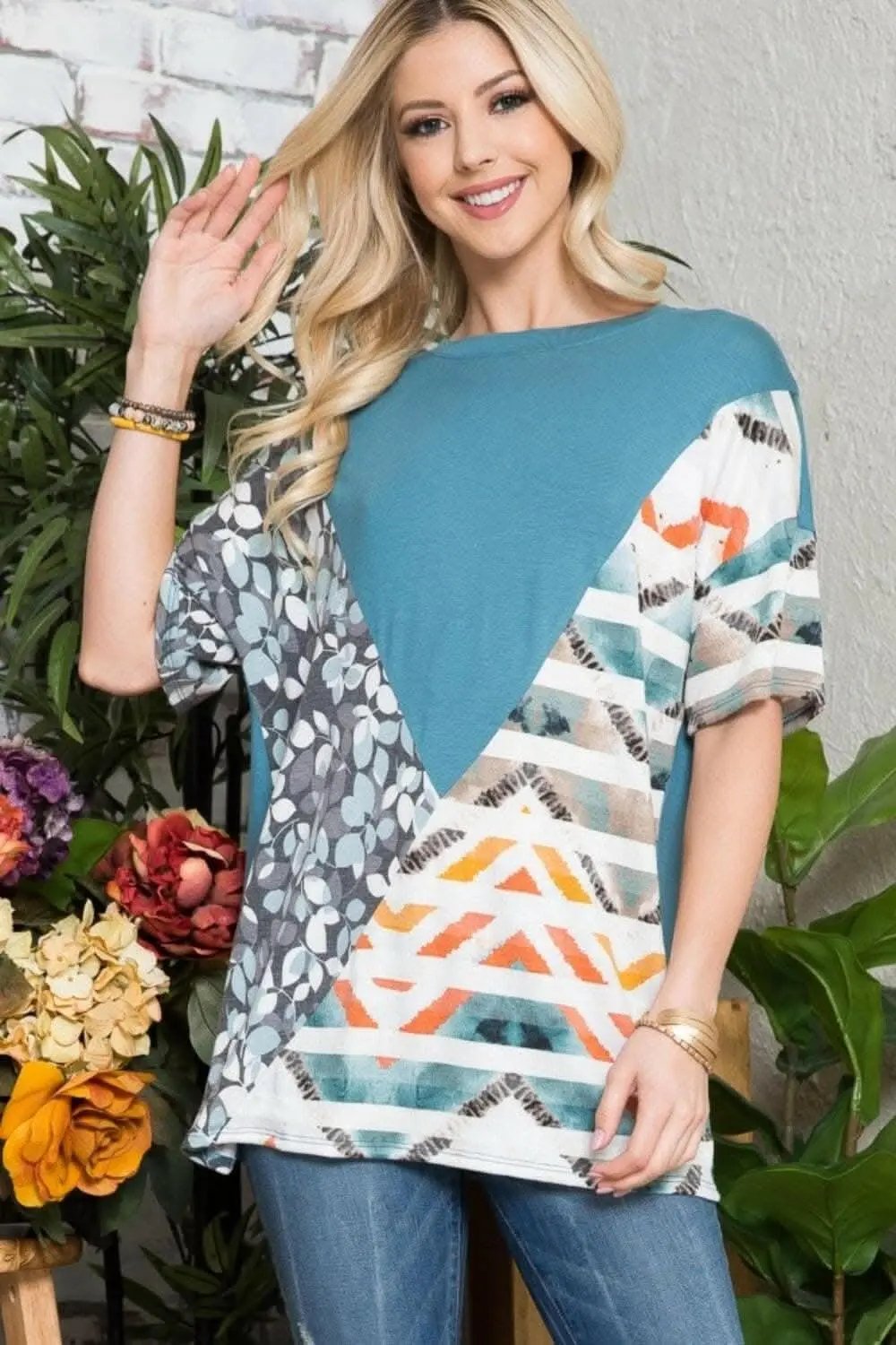 Love Salve Plus Size Color Block Tee Women&amp;#39;s Everyday Top - Comfy &amp;amp; Stylish