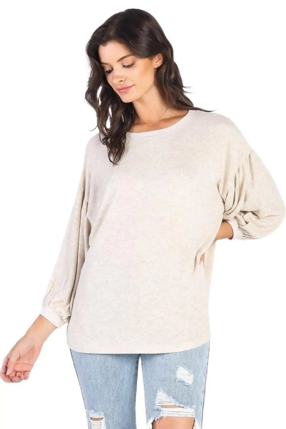 Love Salve Drop Shoulder Top Women&amp;#39;s Casual Puff Sleeve Blouse Soft, Comfy