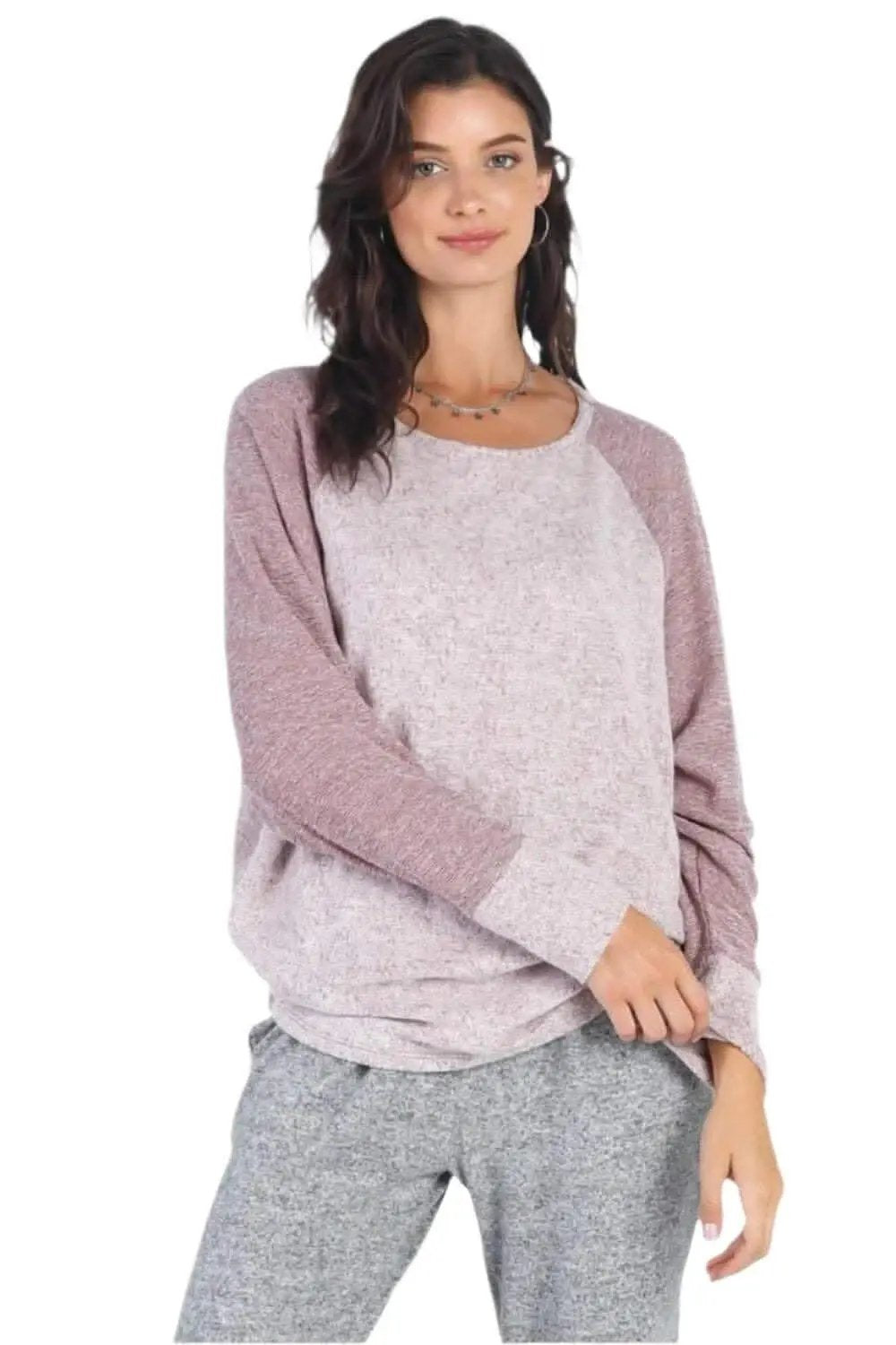 Love Salve Burgundy Top Women&amp;#39;s Casual Long Sleeve Tee Soft, Stylish