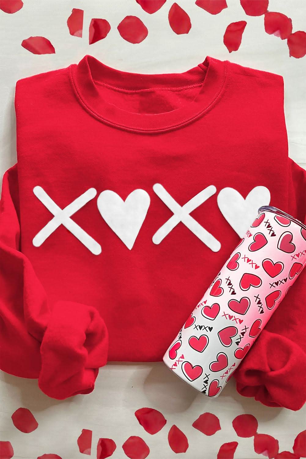 Love Salve Red Puff XOXO Print Valentines Heart Sweatshirt
