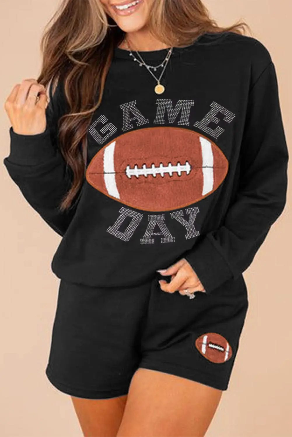 Love Salve Casual black rugby pullover set