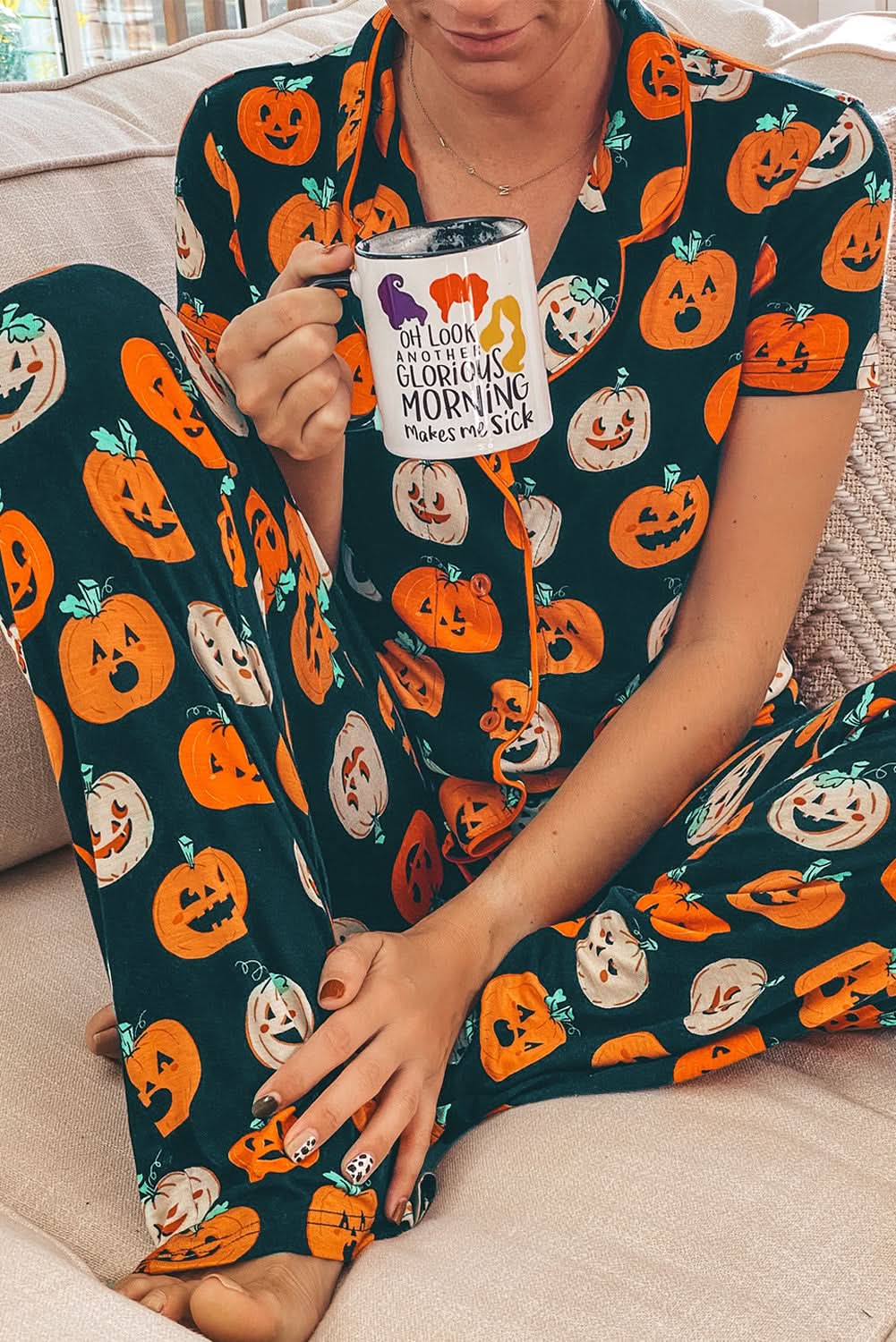 Love Salve Orange Halloween Pajama Set