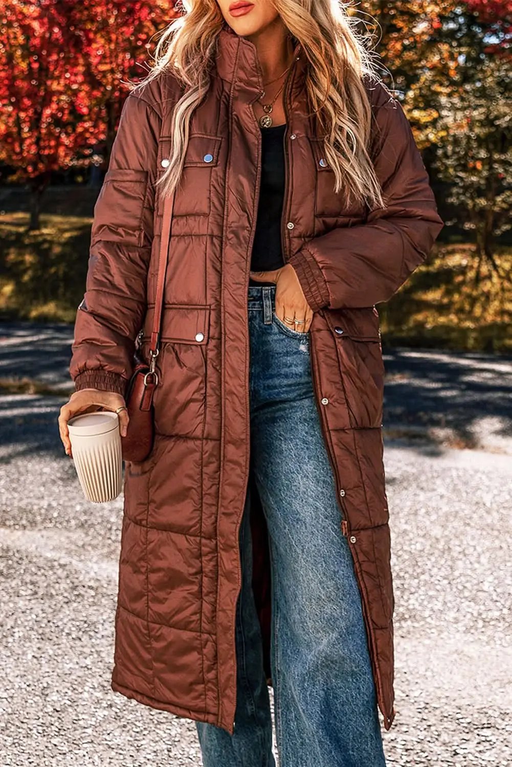 Love Salve Cozy coffee quilted puffer coat