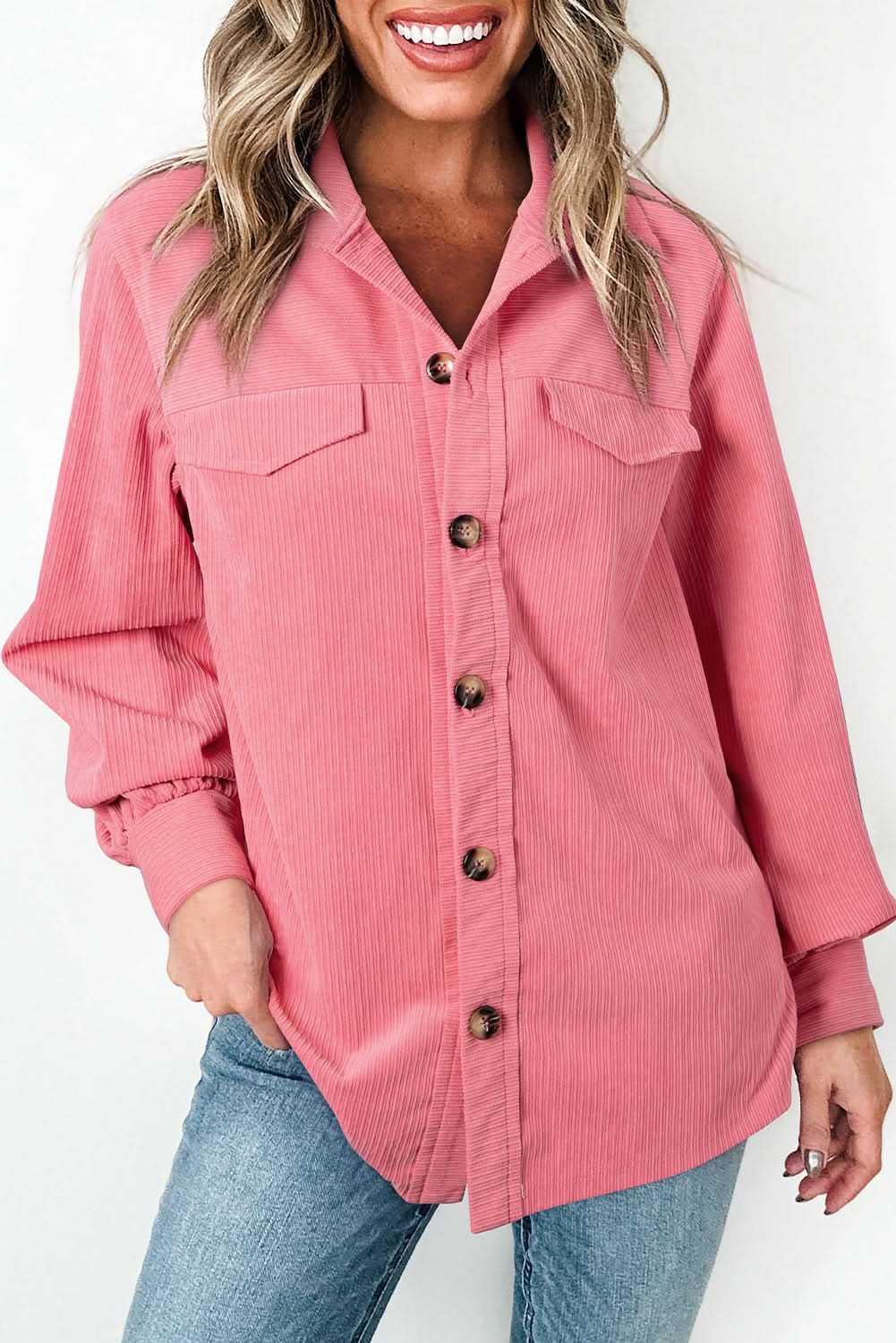 Love Salve Bonbon corduroy button-up shacket