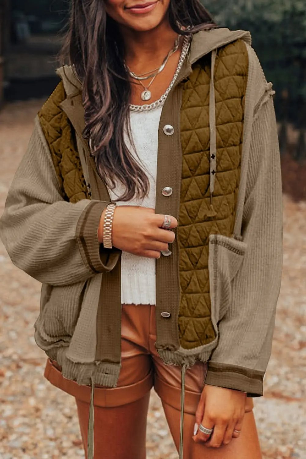 Love Salve Cozy jungle green hooded jacket