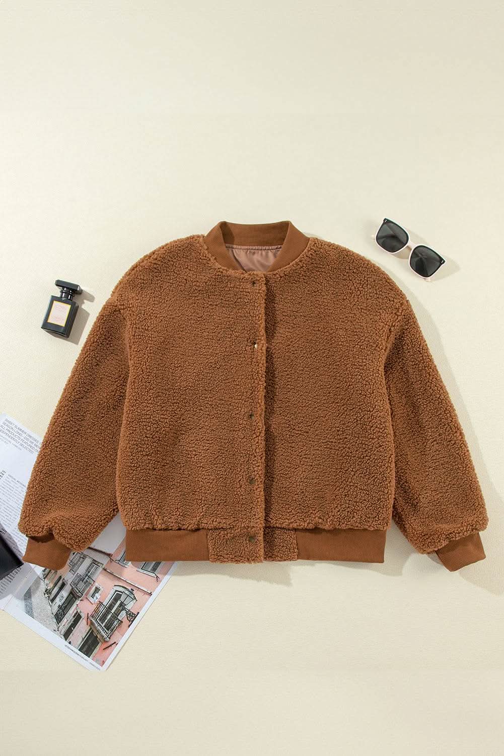 Love Salve Redwood burl sherpa bomber jacket