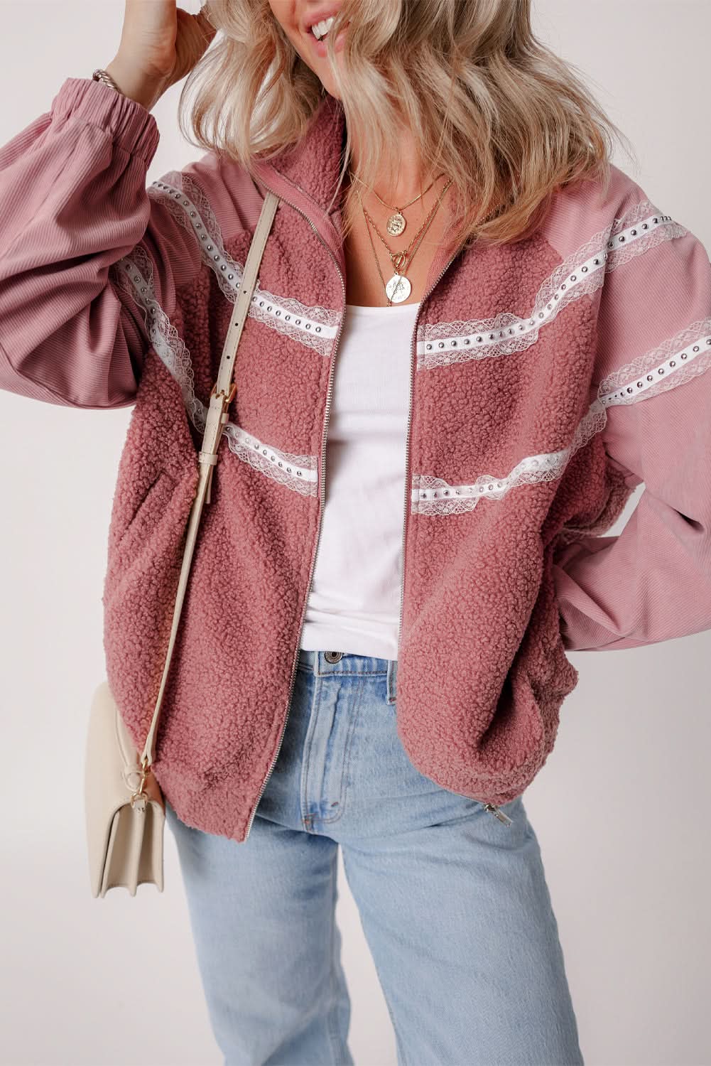 Love Salve Cozy rose pink sherpa jacket
