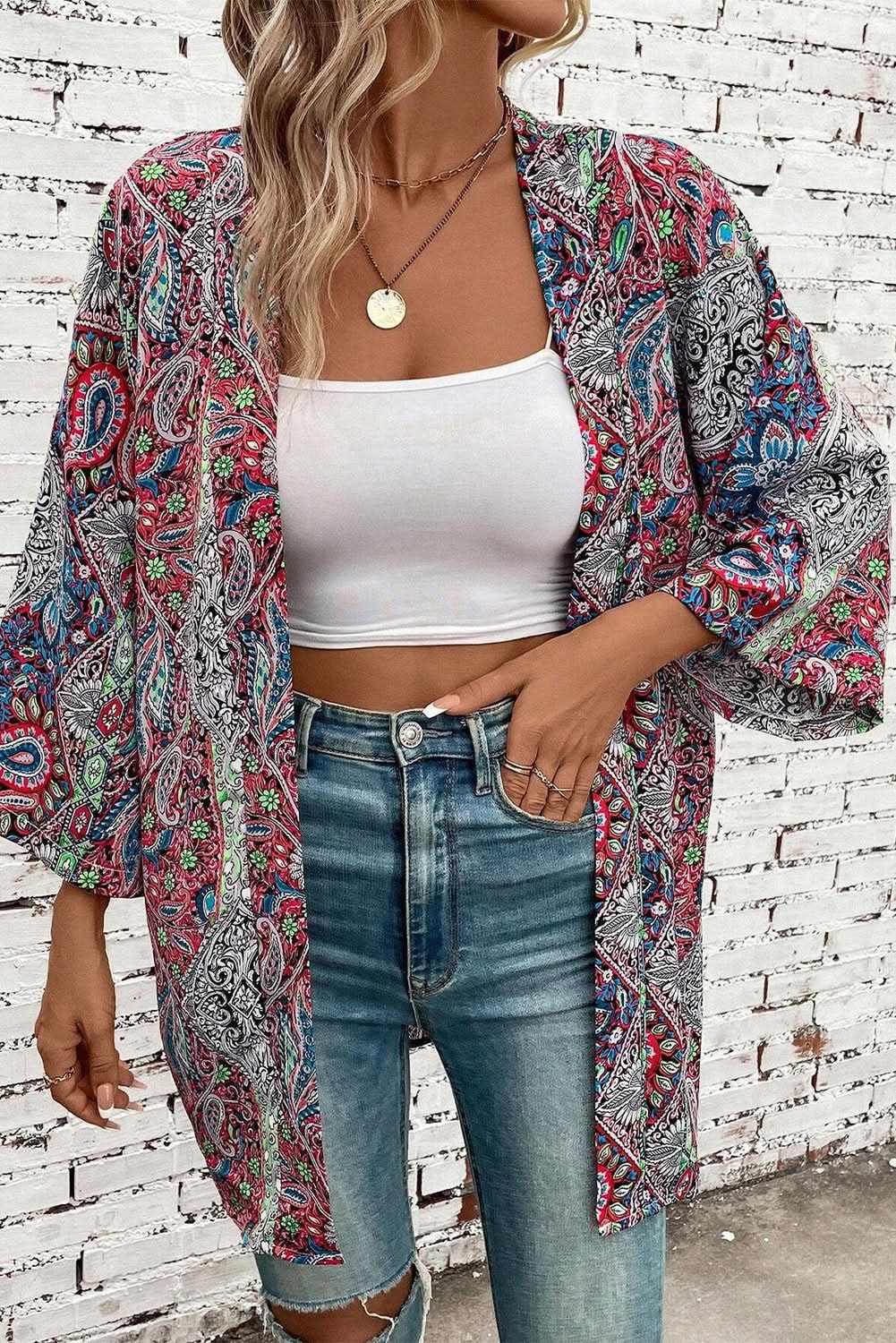 Love Salve Chic red paisley kimono – stylish layering