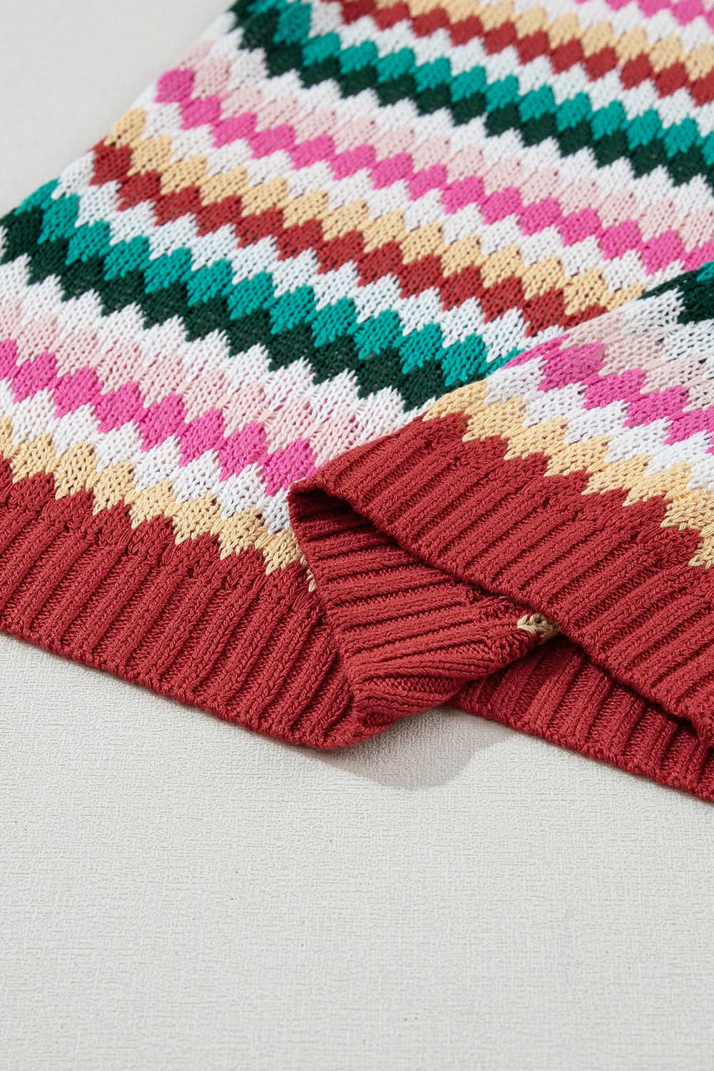 Love Salve Fiery Red Trimmed Ruffle Sleeve Colorful Textured