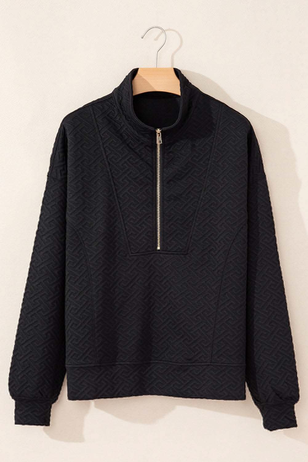 Love Salve Textured black half-zip sweatshirt