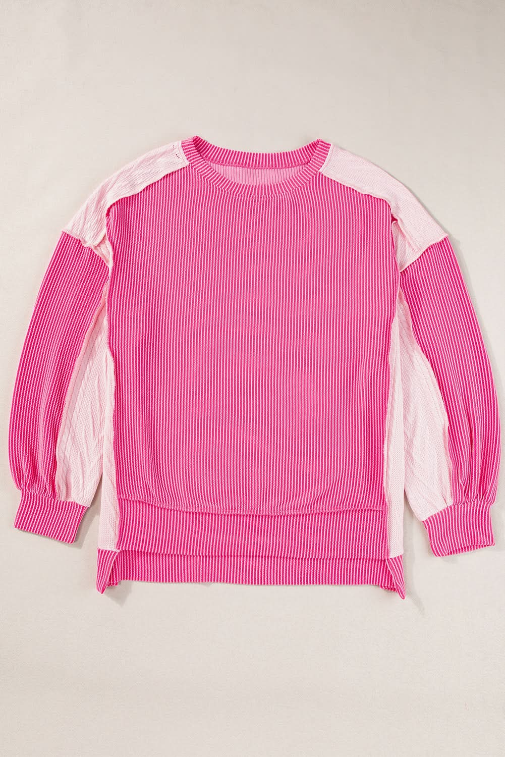 Love Salve Chic colorblock cable knit sweatshirt
