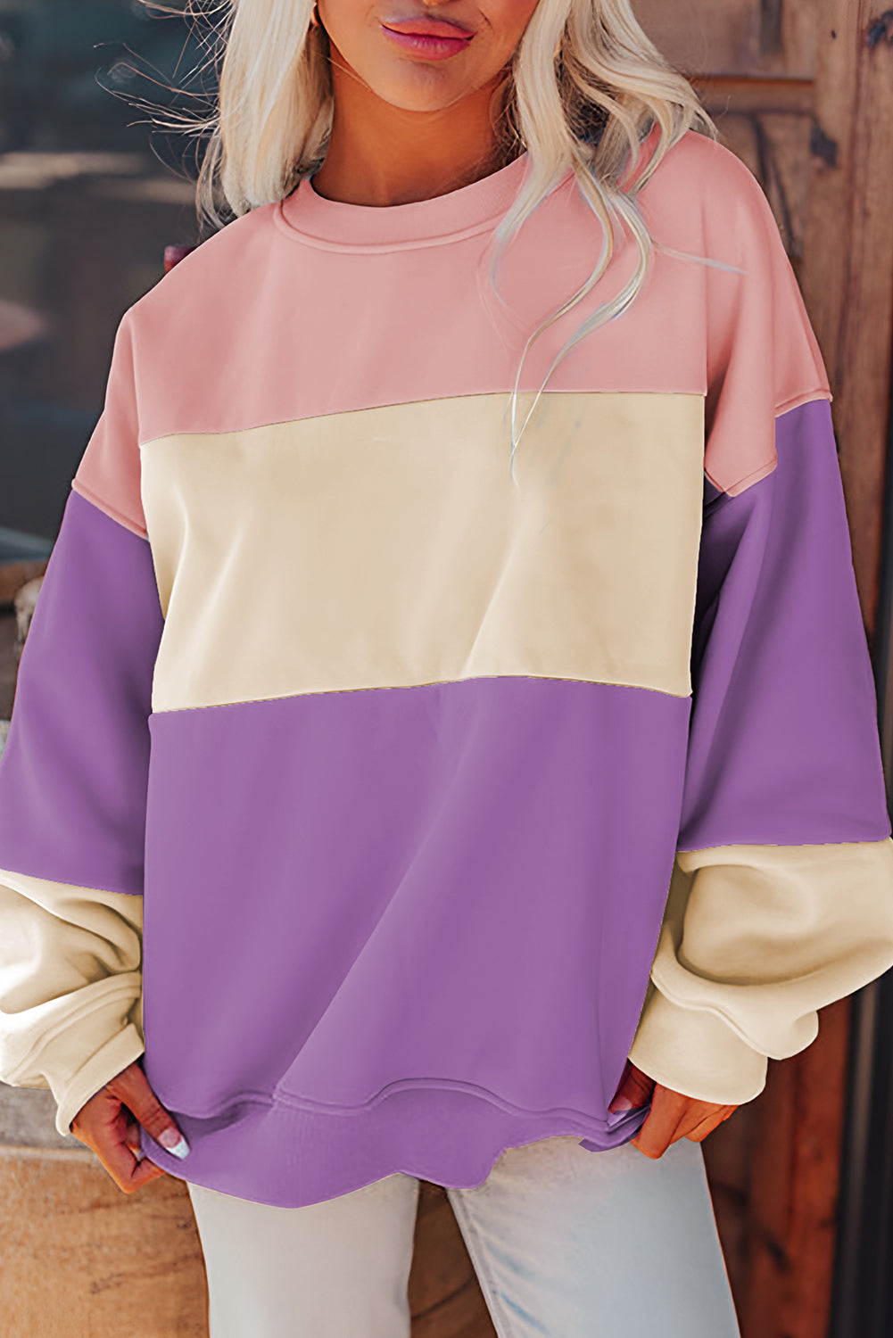 Love Salve Meadow mauve patchwork sweatshirt
