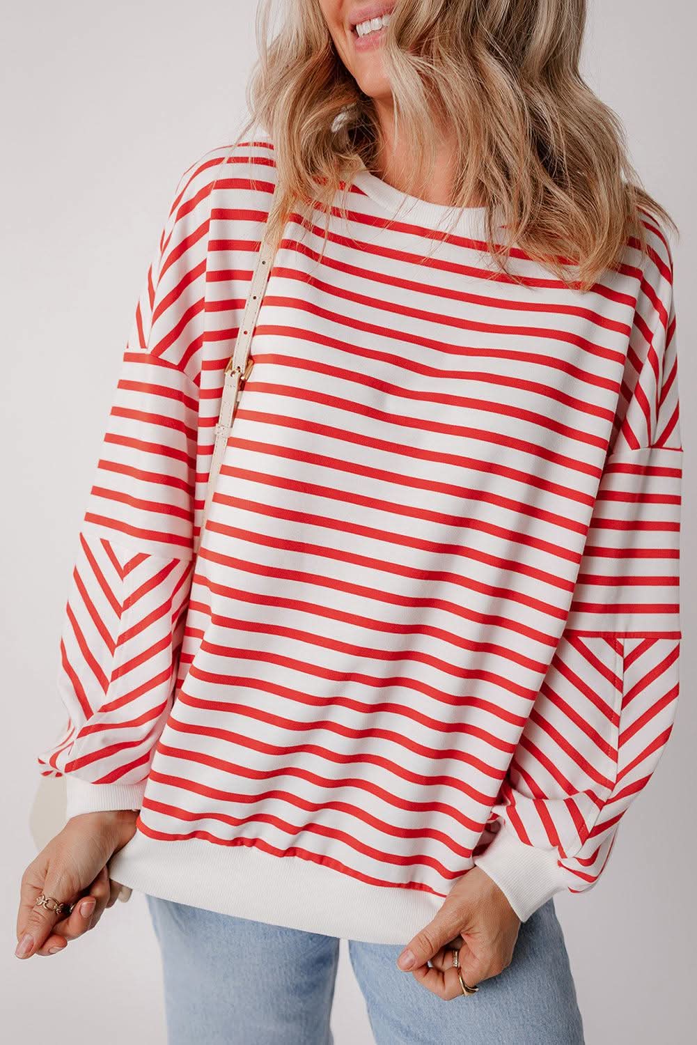 Love Salve Chic orange stripe oversized sweatshirt