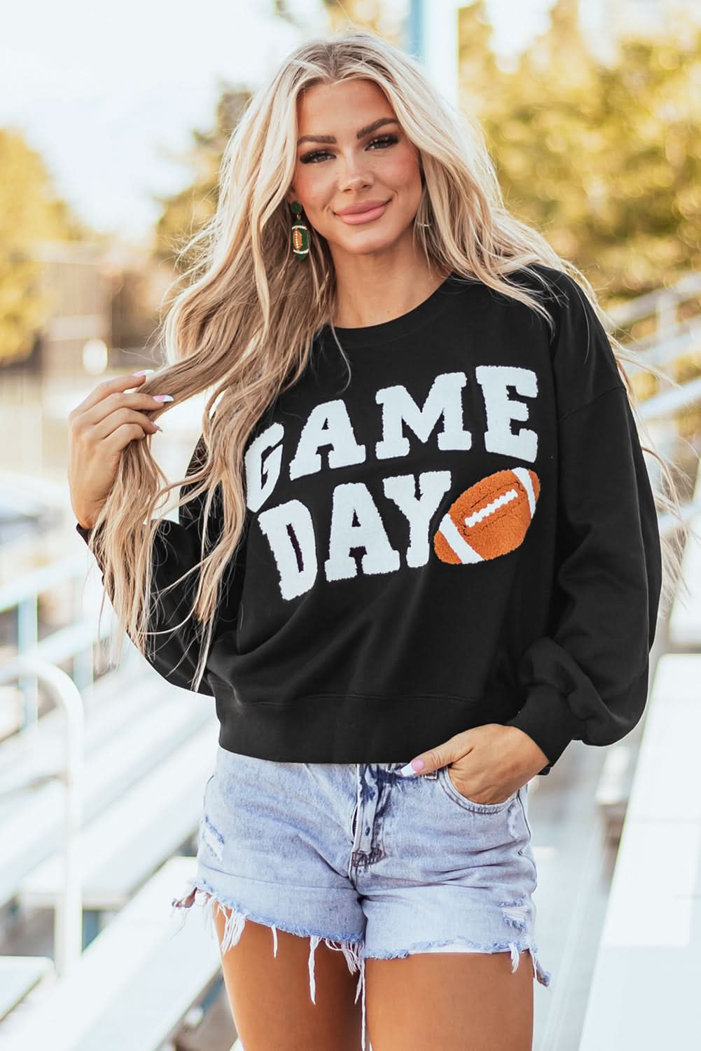 Love Salve Black game day varsity sweatshirt