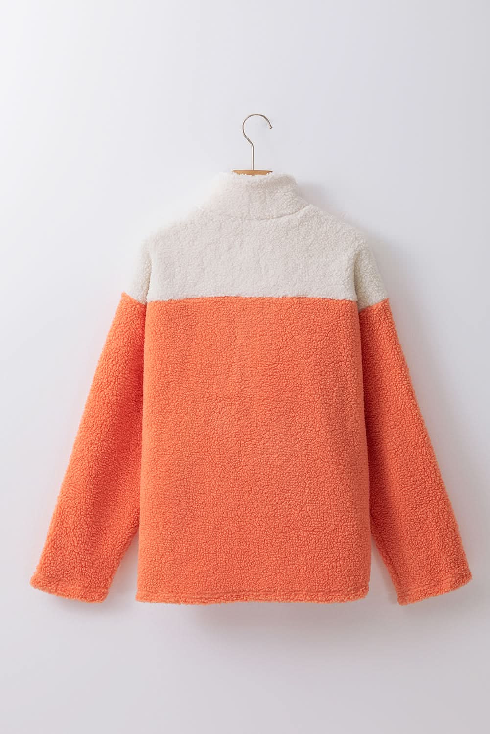 Orange Colorblock Sherpa Sweatshirt