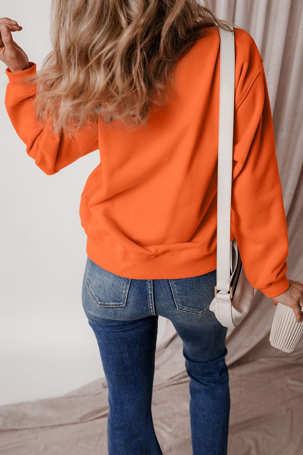 Cozy russet orange fleece sweatshirt