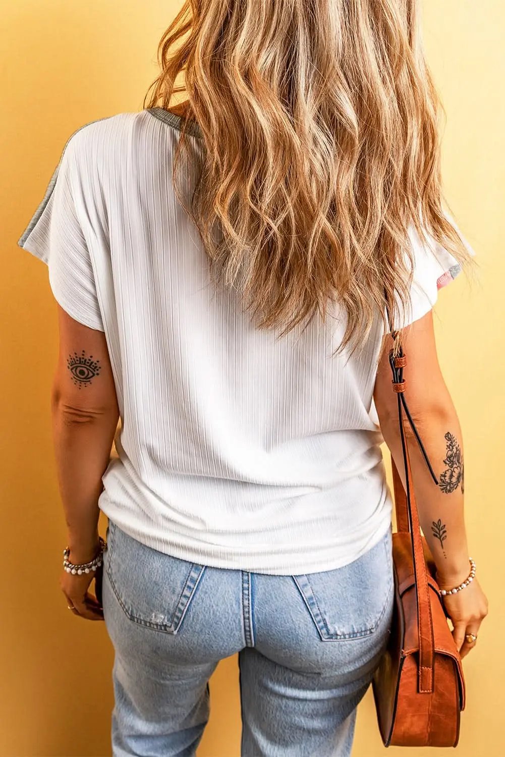 Love Salve Ribbed Color Block Tee Women&#39;s Casual T-Shirt Summer Essential