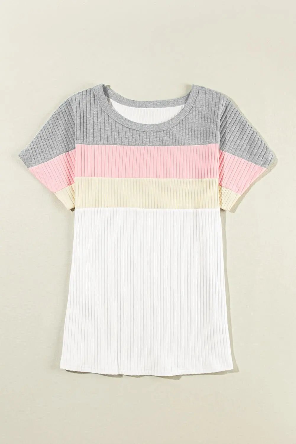 Love Salve Ribbed Color Block Tee Women&#39;s Casual T-Shirt Summer Essential