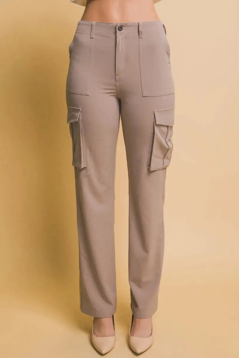 High Rise Cargo Pants Women&amp;#39;s Everyday Casual Bottoms with Pockets