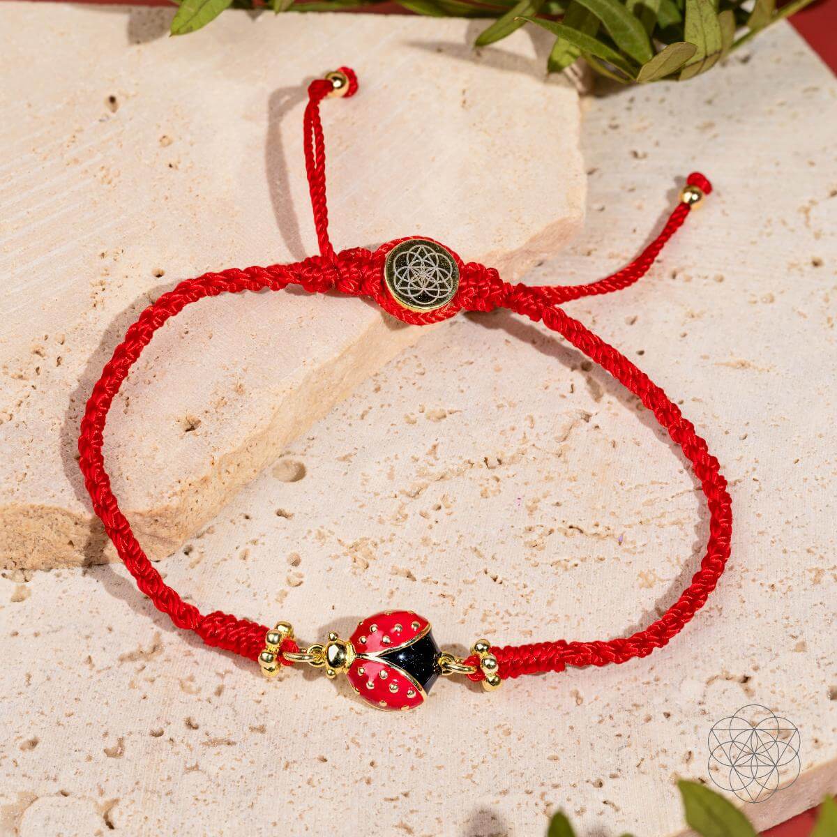LUCKY LADYBUG - FOUR-STRAND RED STRING BRACELET