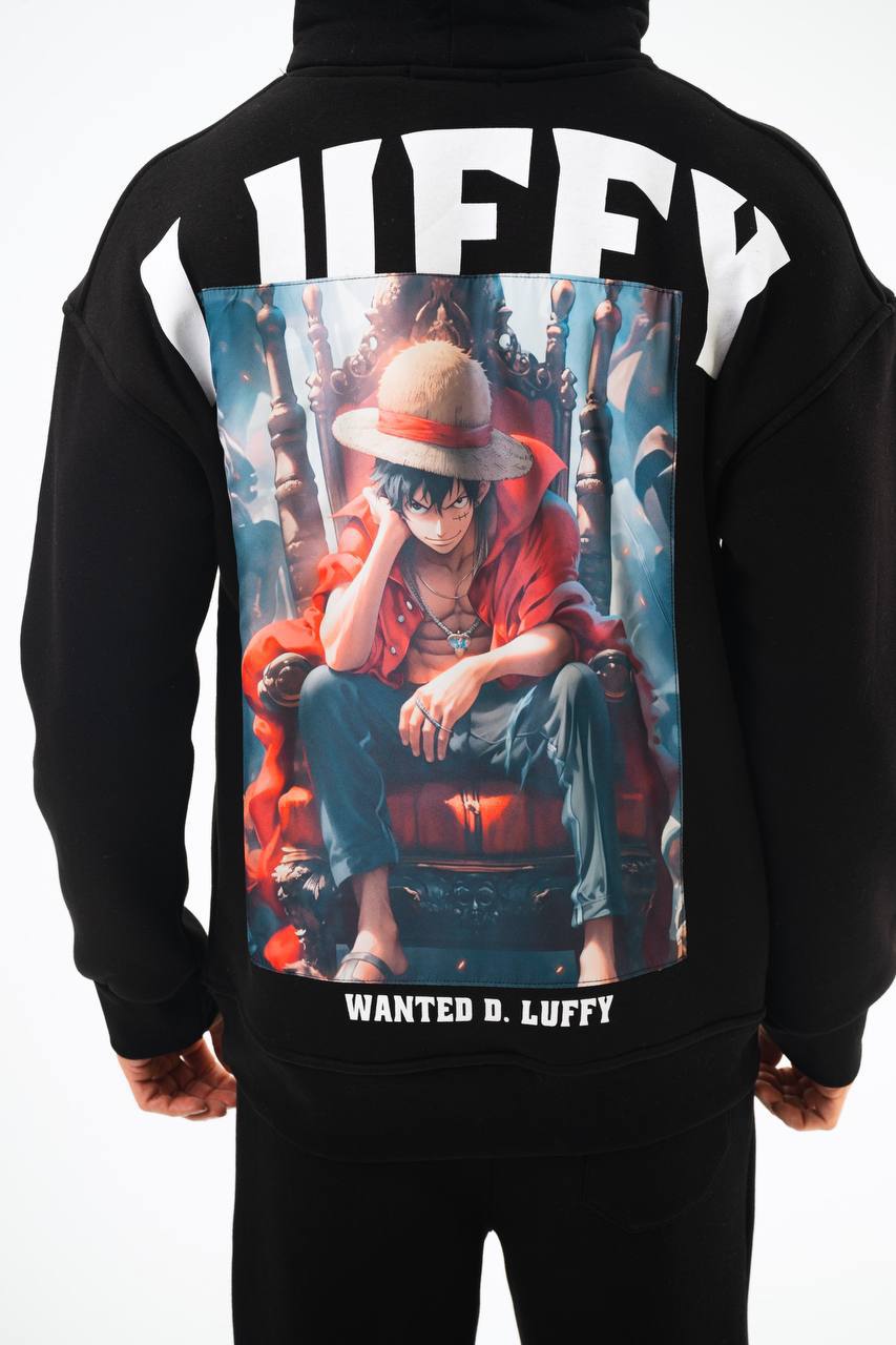 Oversize &#39;Luffy&#39; Hoodie - One Piece Anime Graphic Sweatshirt - Wanted D. Luffy