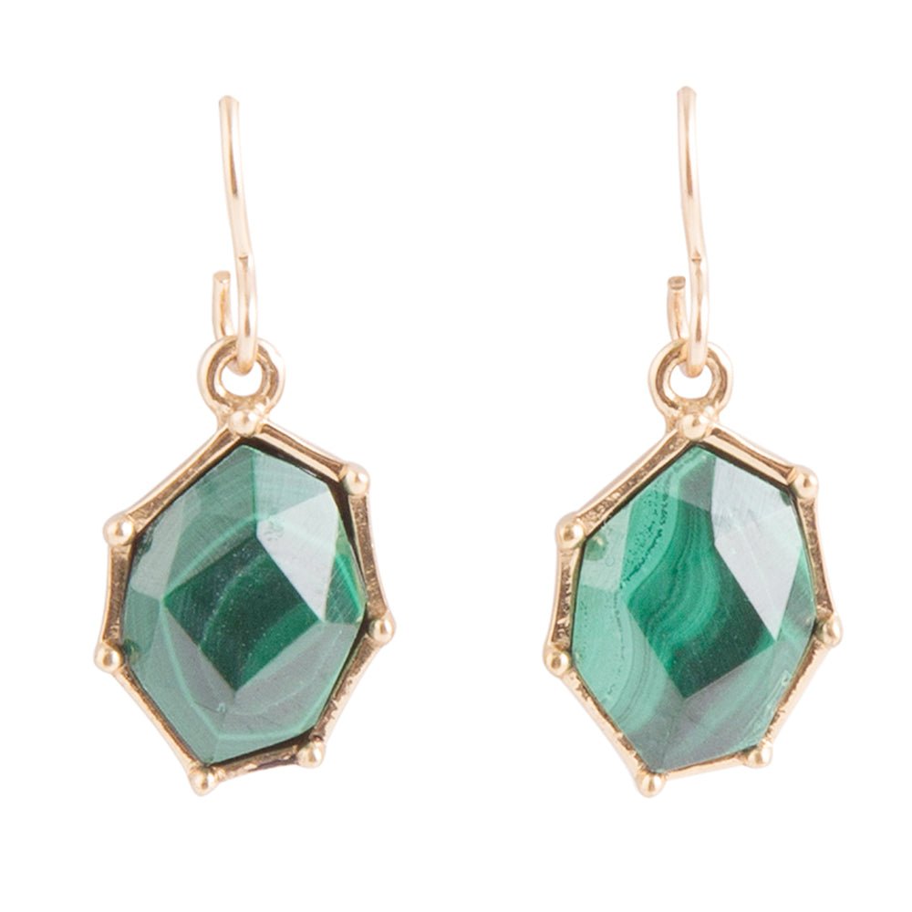 Lukcy 7&amp;#39;s Green Malachite and Golden Earrings