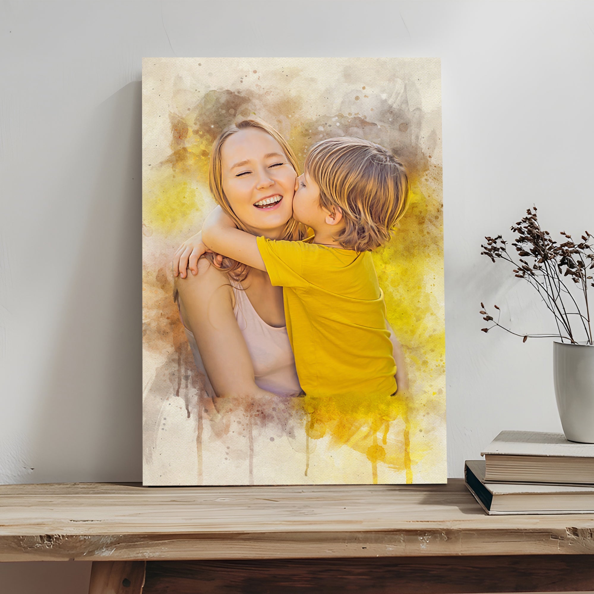 Mother&amp;#39;s Day Watercolor Sign Mother and Child