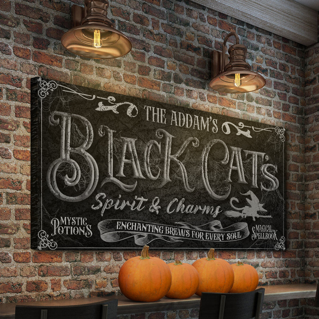 Black Cat’s Spirits &amp;amp; Charms Bar Halloween Sign II