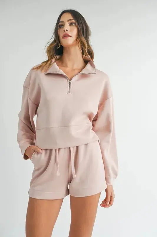 Trendsi Half Zip Set Women&amp;#39;s Loungewear Set USA Shipped Two Piece
