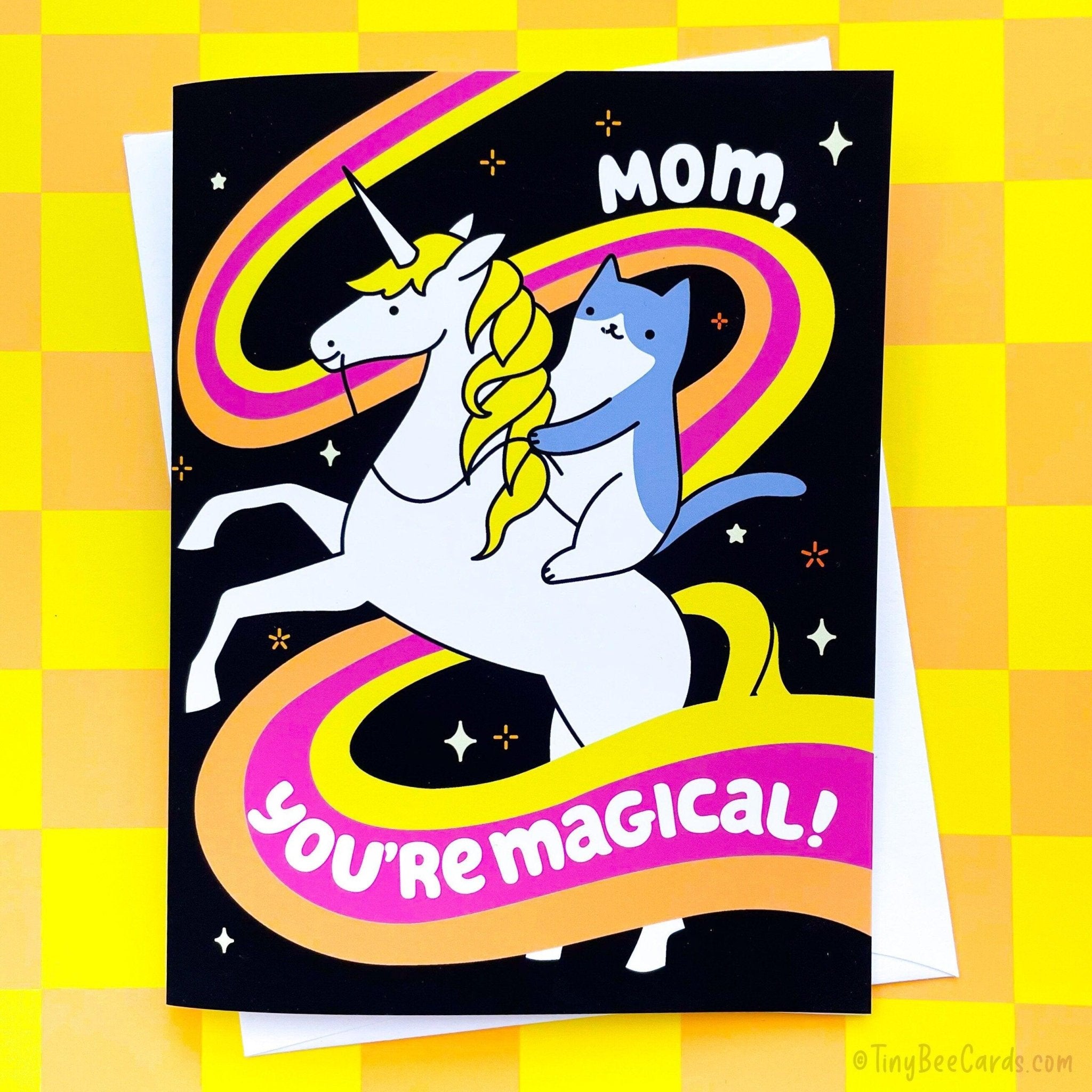 Magical Mother&amp;#39;s Day Card Cat Riding Unicorn &amp;quot;Mom, You&amp;#39;re Magical&amp;quot;
