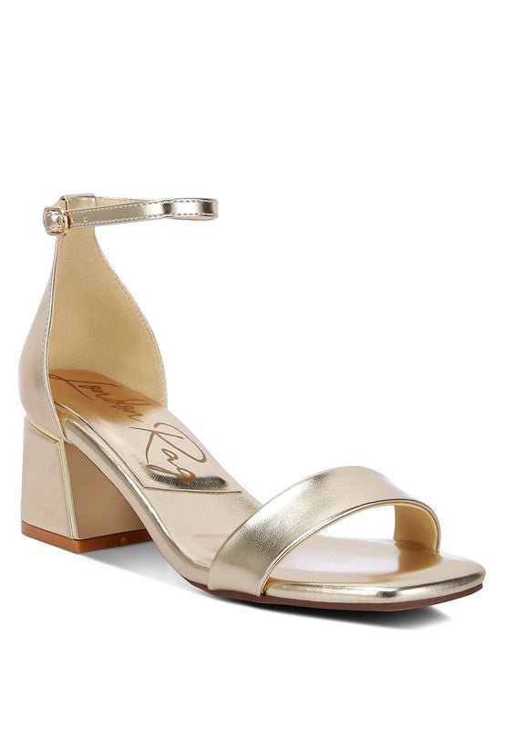 Rag Company Makena Metallic Block Heel Sandals - Elegant Occasion Footwear