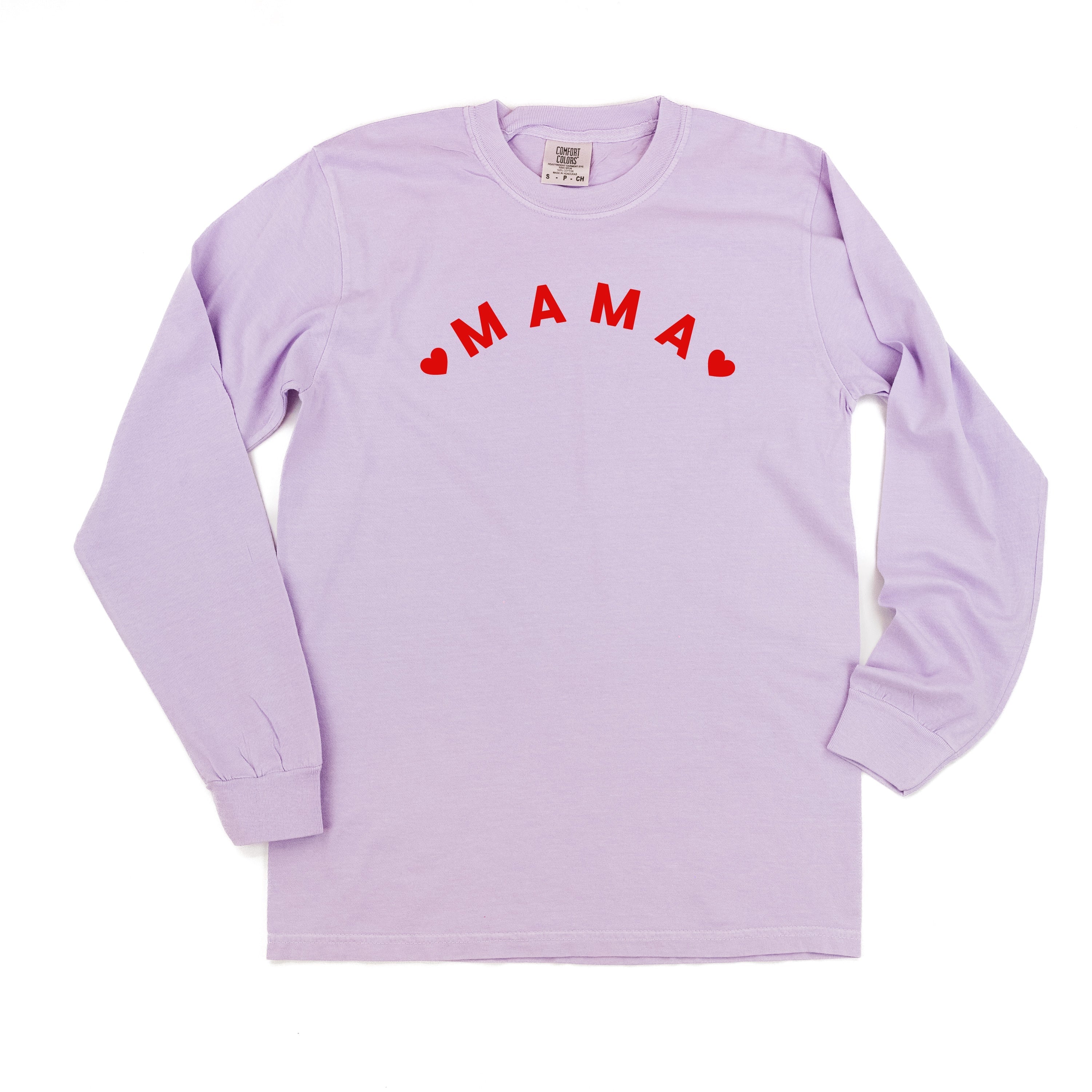Mama (Two Hearts) - LONG SLEEVE Comfort Colors Tee