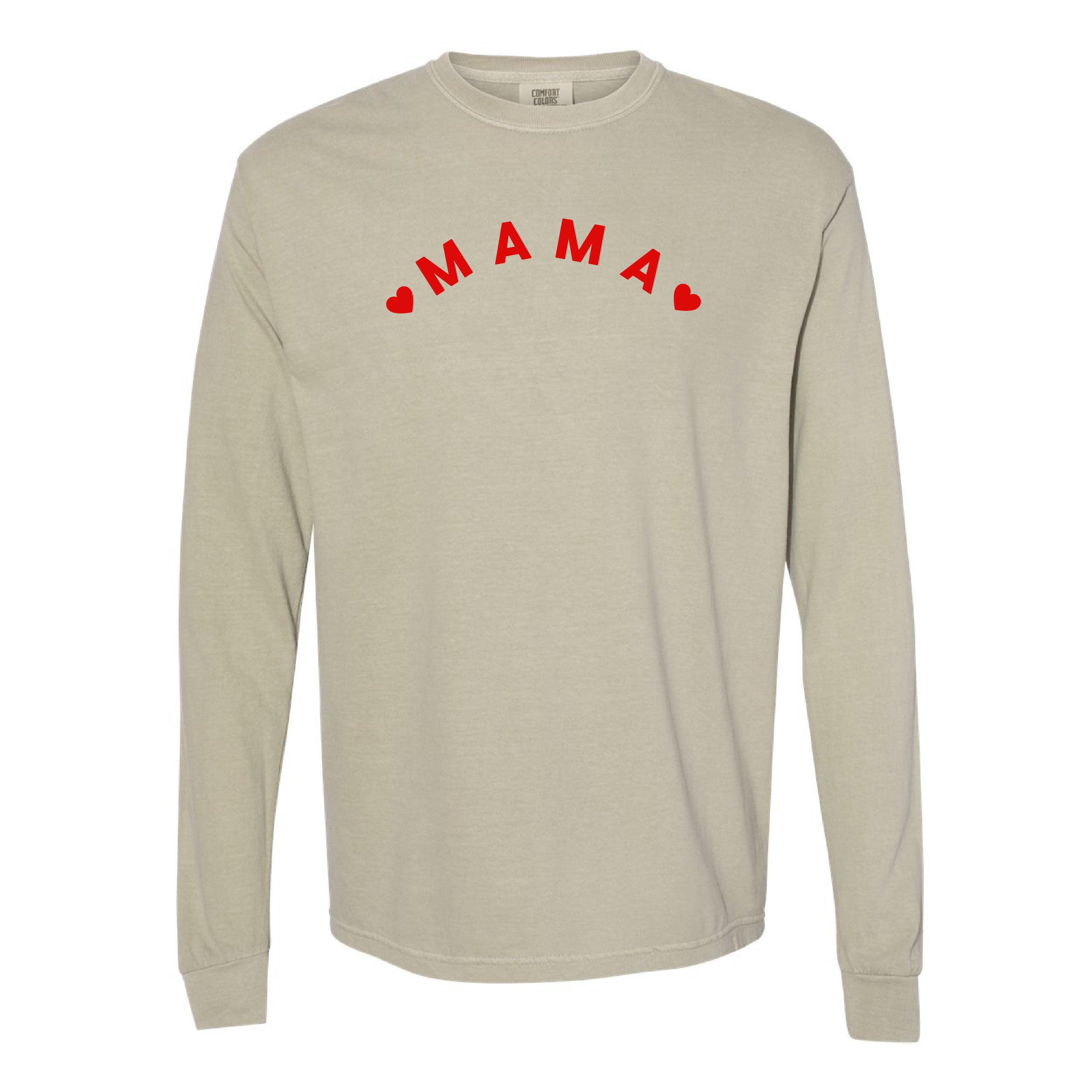 Mama (Two Hearts) - LONG SLEEVE Comfort Colors Tee