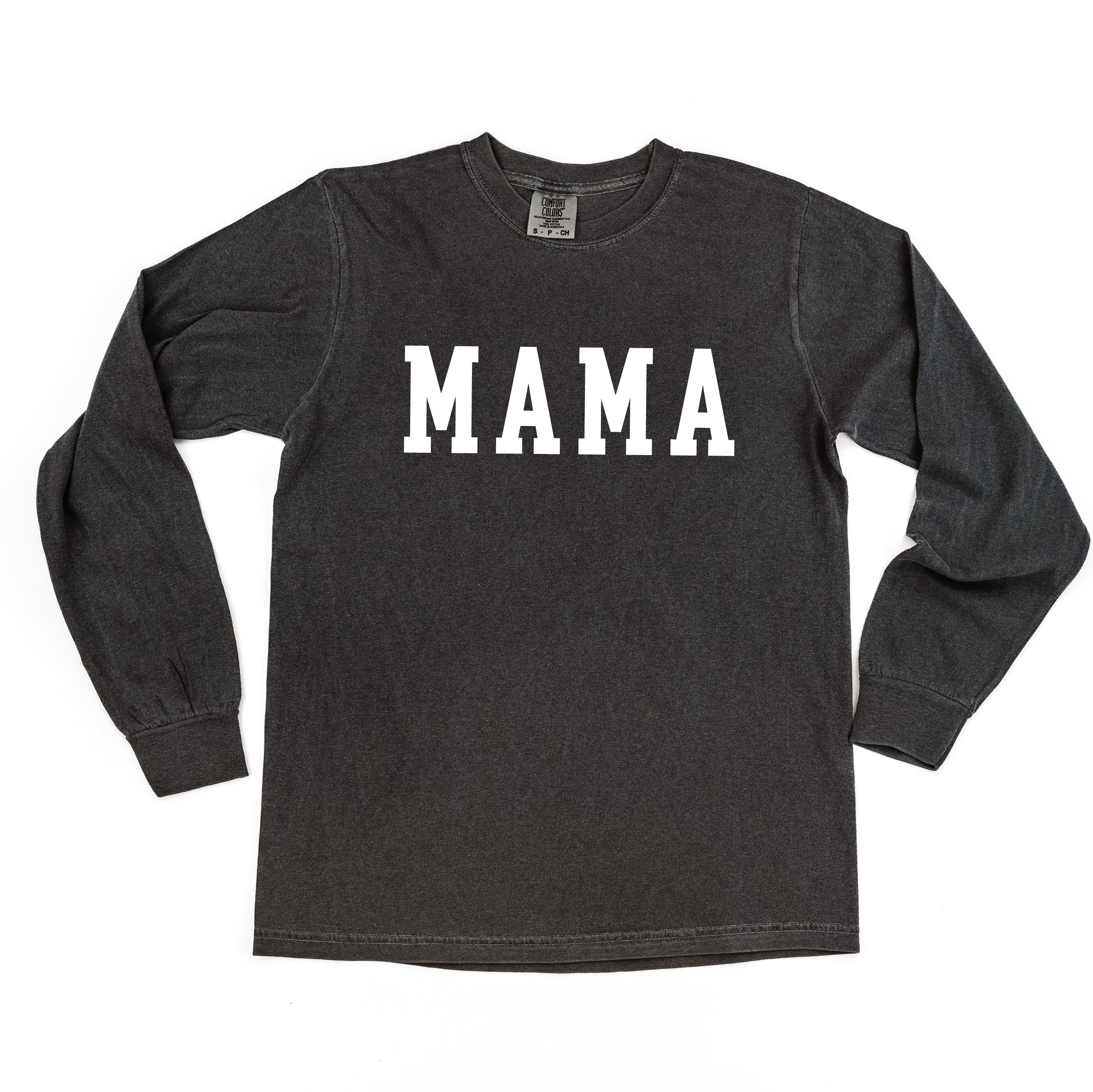 Mama - Varsity - LONG SLEEVE Comfort Colors Tee