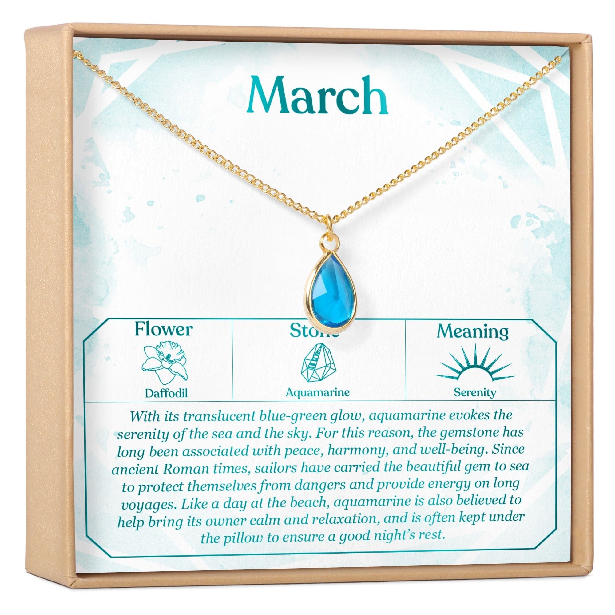 MARCH BIRTHDAY AQUAMARINE BIRTHSTONE NECKLACE