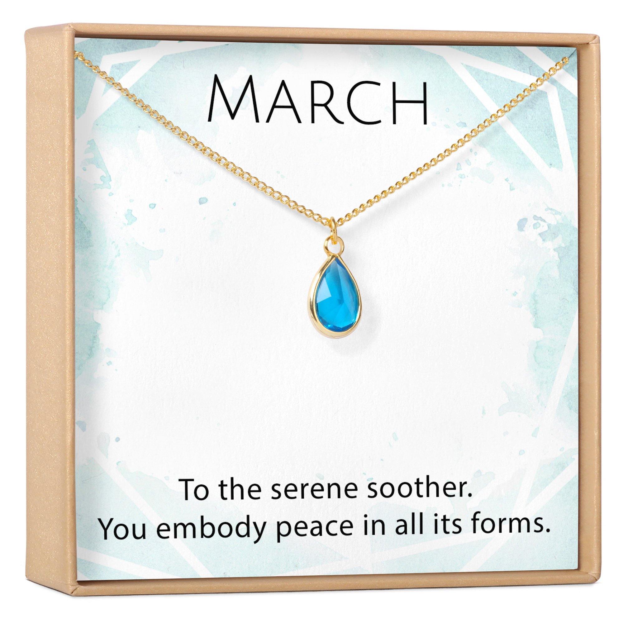 MARCH BIRTHSTONE / AQUAMARINE CRYSTAL CHARM NECKLACE