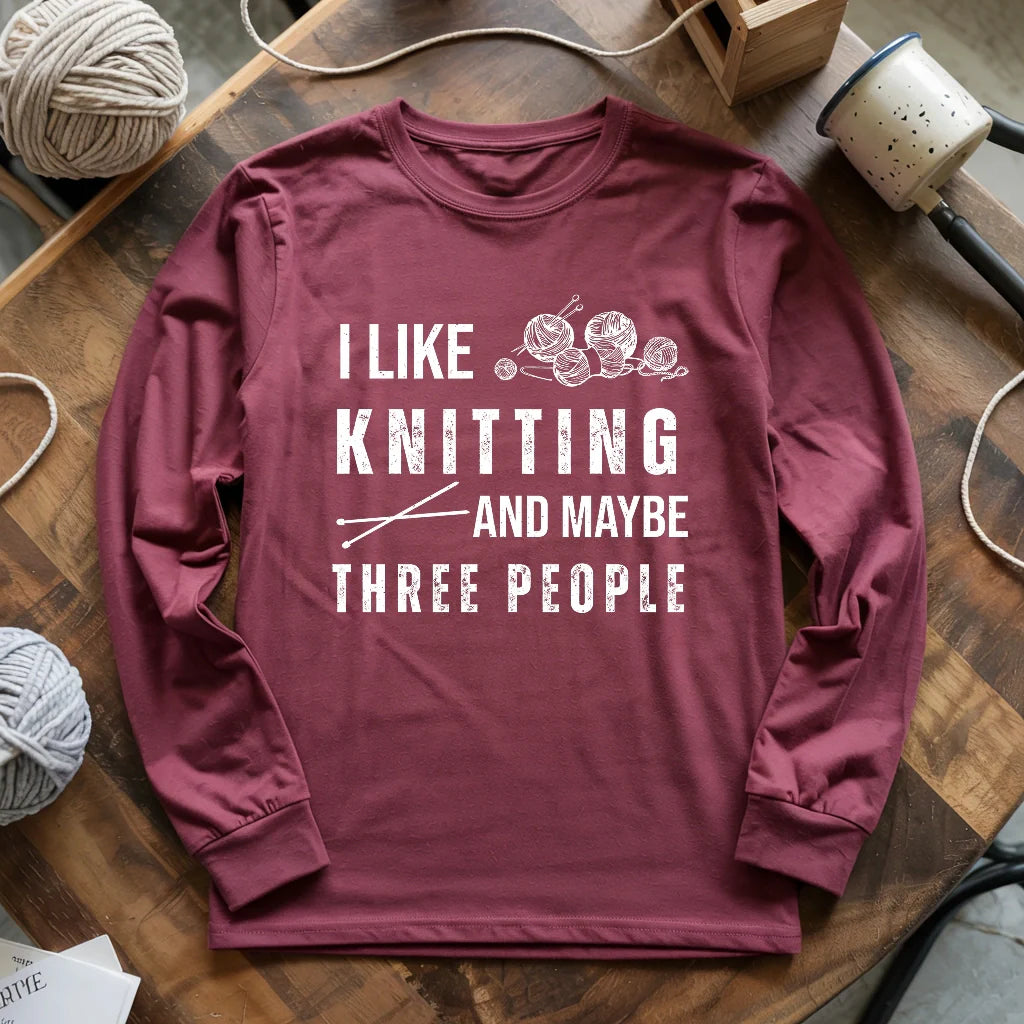 Knitting &amp;amp; 3 People Long Sleeve T-shirt