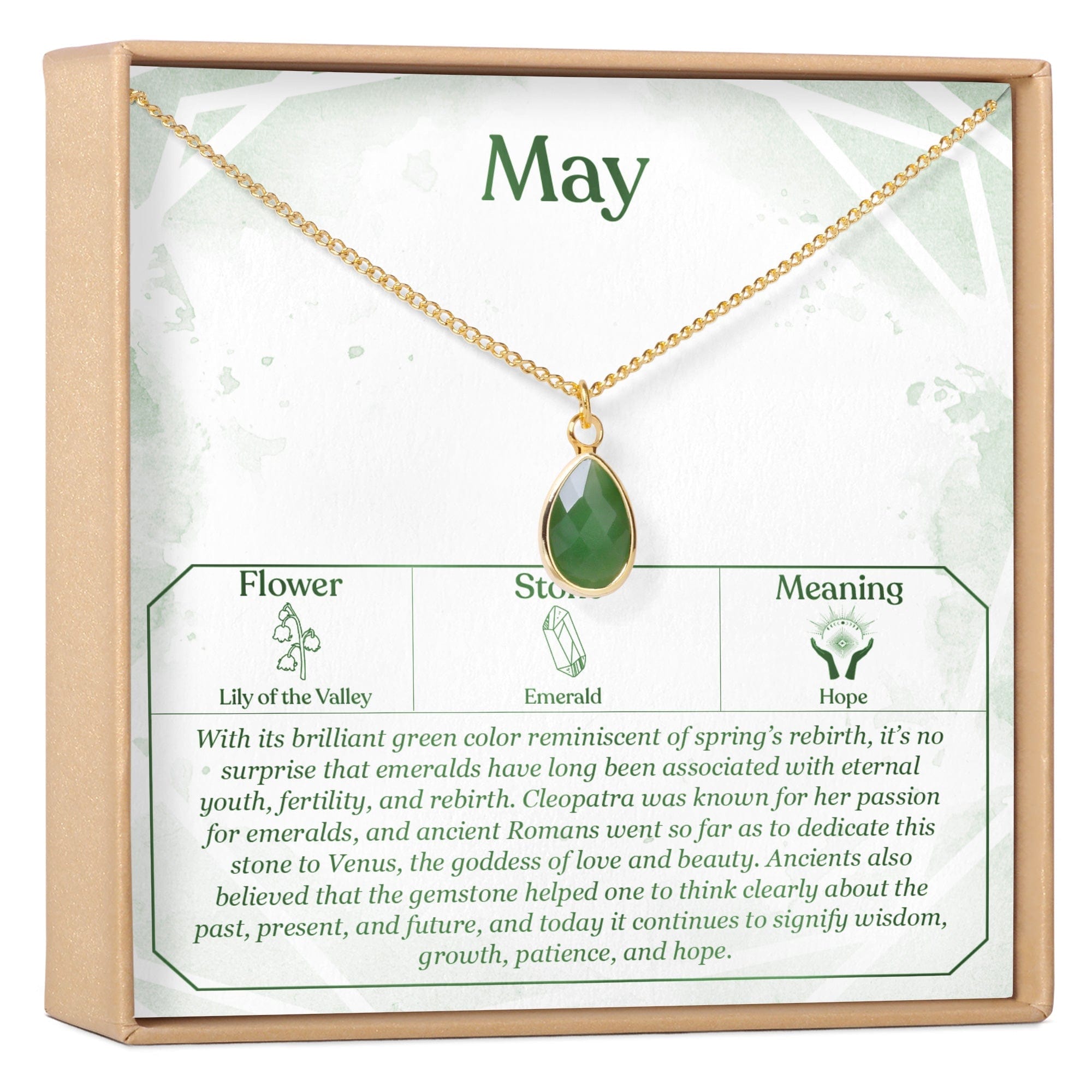 MAY BIRTHDAY EMERALD BIRTHSTONE NECKLACE