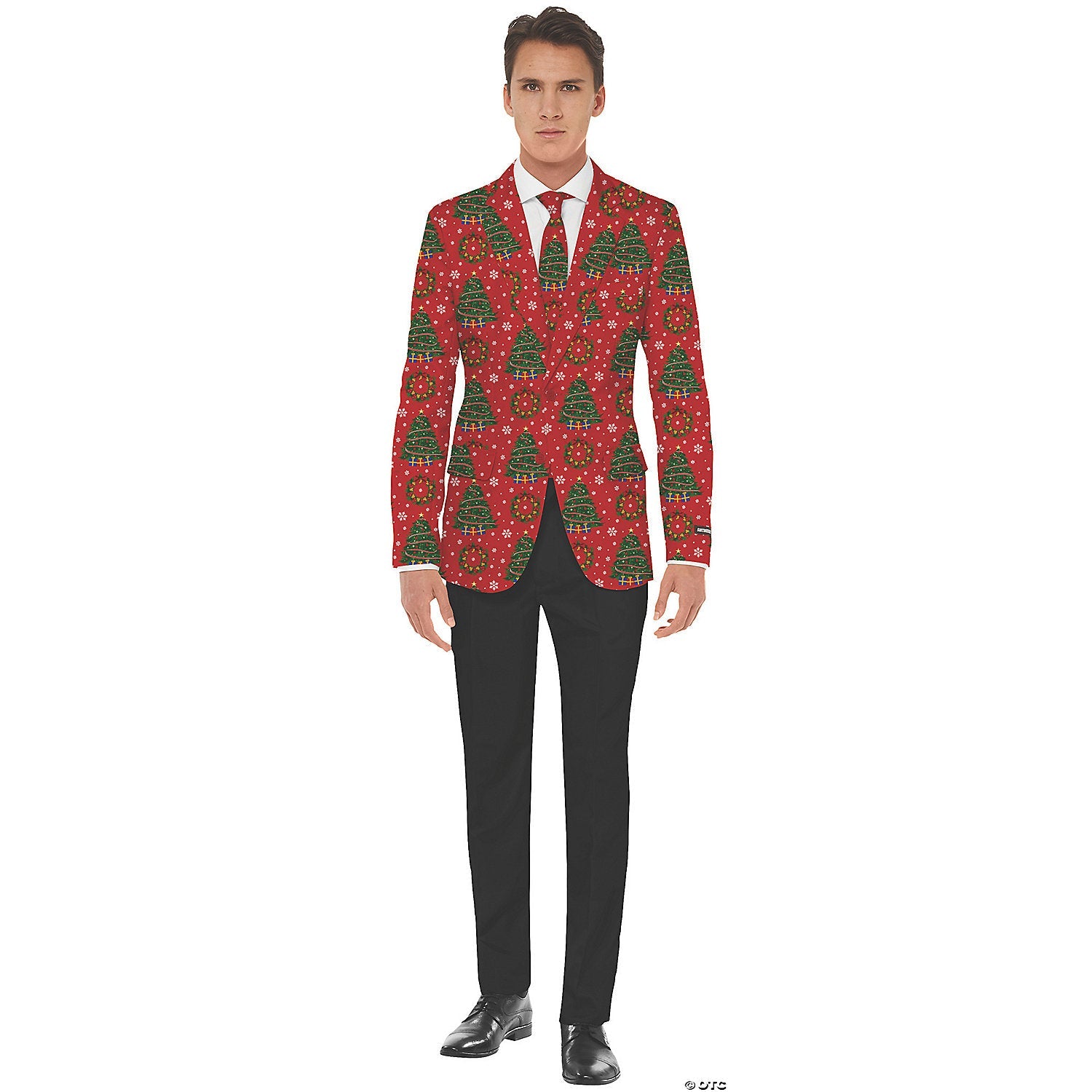 Men&amp;#39;s Christmas Trees Jacket &amp;amp; Tie Set - Large