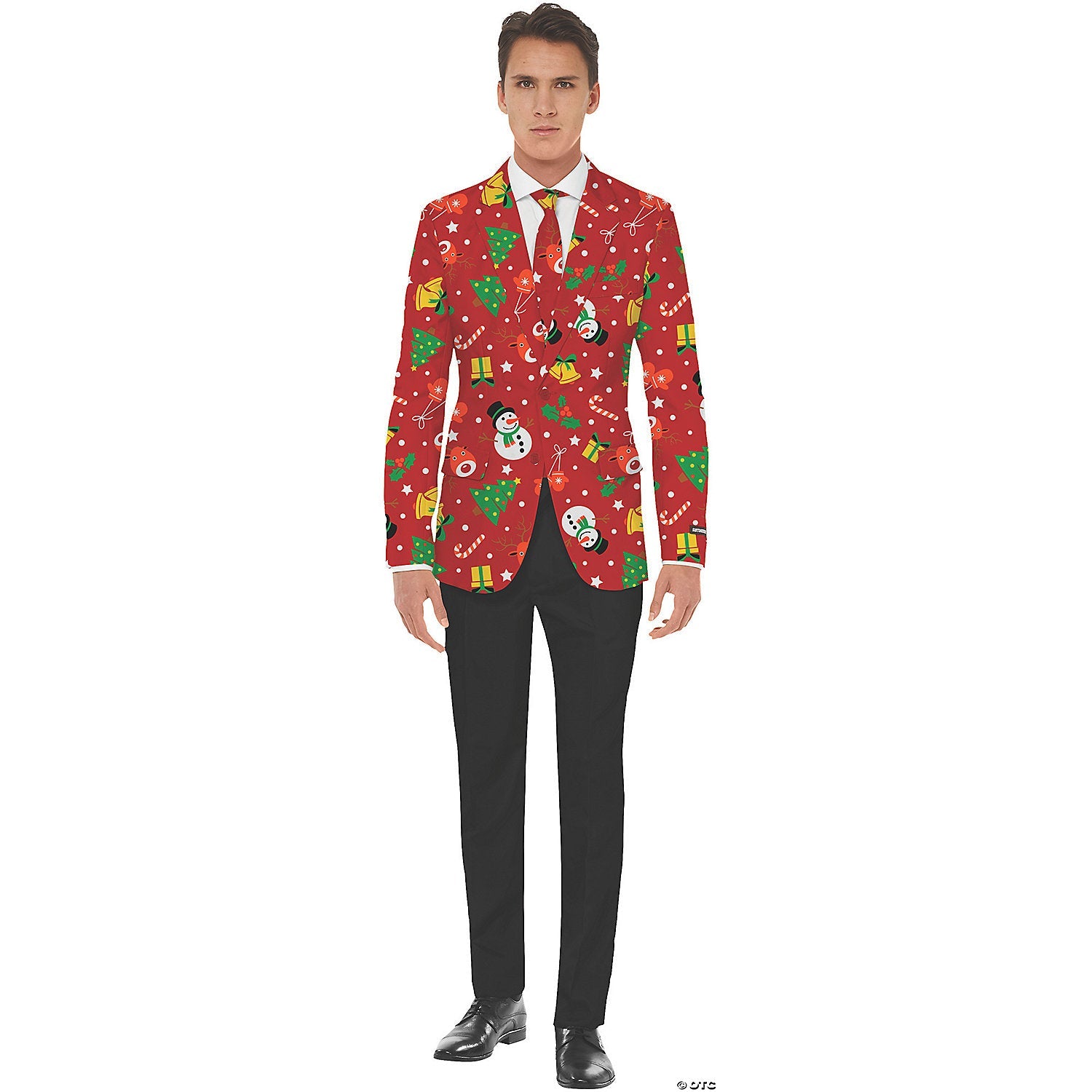 Men&amp;#39;s Red Icon Christmas Jacket &amp;amp; Tie - Medium
