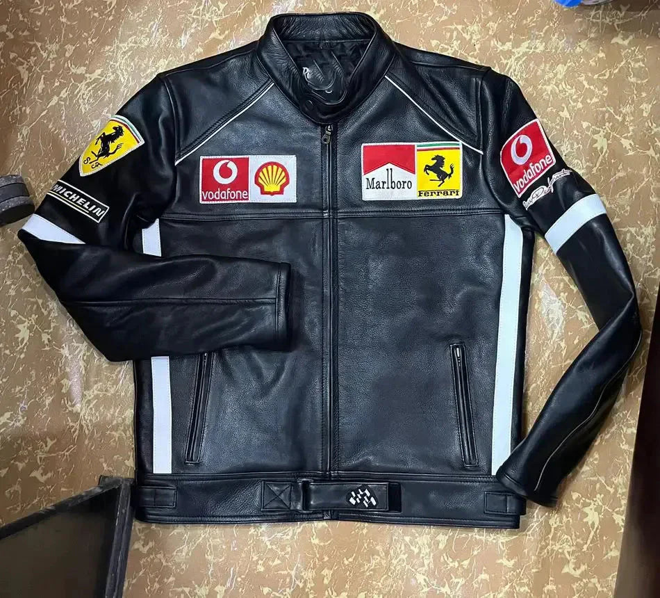 Men’s Ferrari Vintage Leather Biker Jacket