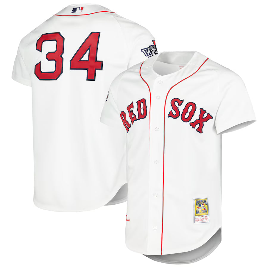 Men&amp;#39;s Boston Red Sox David Ortiz Mitchell &amp;amp; Ness White Cooperstown Collection Authentic Jersey
