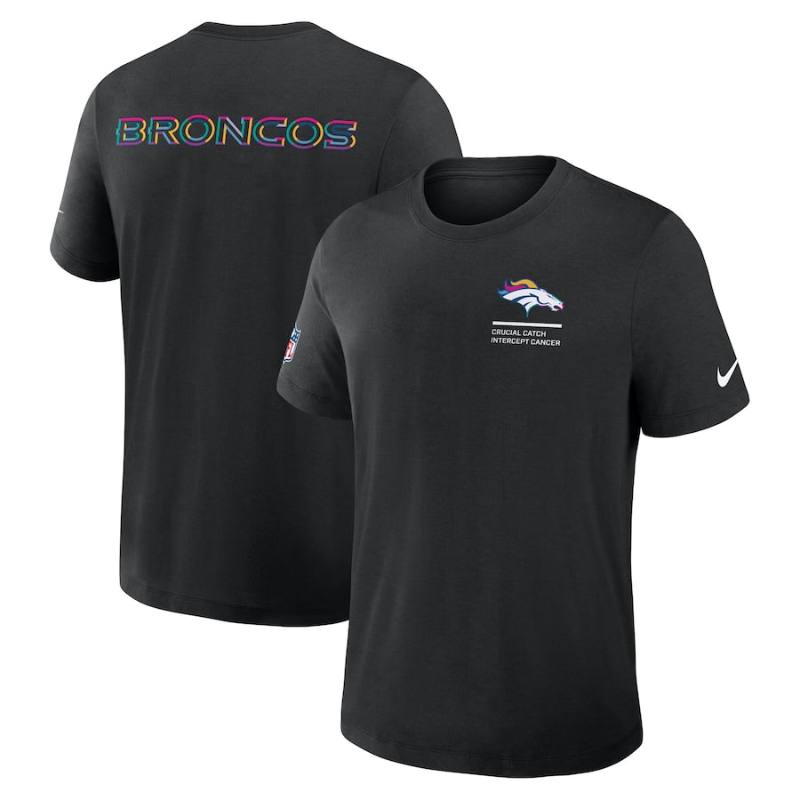 Denver Broncos Nike Black 2025 NFL Crucial Catch Tri-Blend Dri-FIT T-Shirt