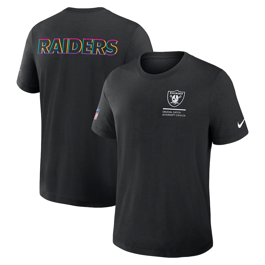 Las Vegas Raiders Nike Black 2025 NFL Crucial Catch Tri-Blend Dri-FIT T-Shirt